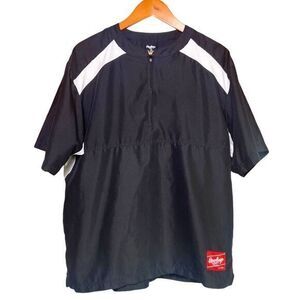 Rawlings Baseball 1/4 Zip Short Sleeve Black‎ Shirt Vented Men Size Medium